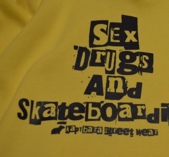 Mikina Kapybara street wear - Sex Drugs and Skateboarding (yellow)
