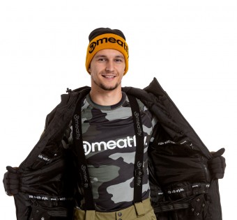 Pánská SNB & SKI bunda Meatfly Hoax Premium, Black/Green Leaves/Wood