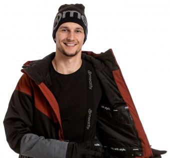 Pánská SNB & SKI bunda Meatfly Hoax Premium, Merlot/Black/Dark Grey